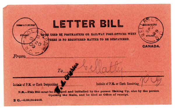 CPR LAKE SERVICE POSTAL CANCEL