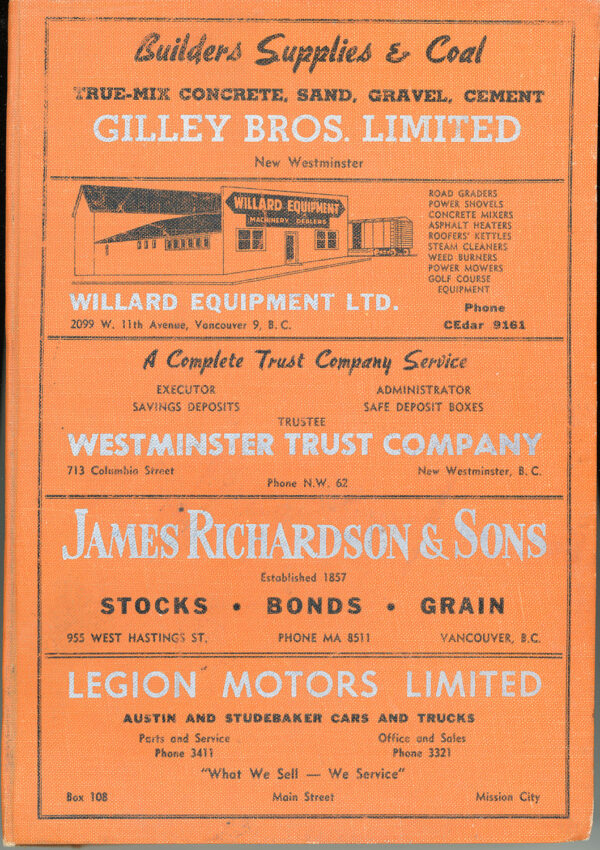 Fraser Valley Directory [Book] -VINTAGE 1953