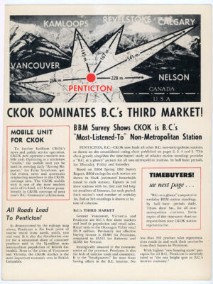RADIO STATION CKOK PROMO 1958