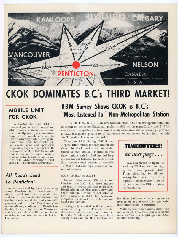 RADIO STATION CKOK PROMO 1958