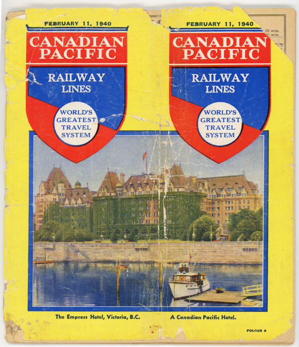 CANADIAN PACIFIC RAILWAY TIMETABLE 1940