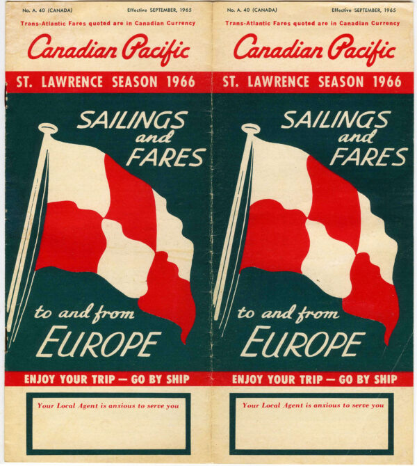 CANADIAN PACIFIC EMPRESS SAILINGS 1966