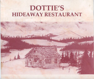 DOTTIE'S RESTAURANT MENU KAMLOOPS 1970