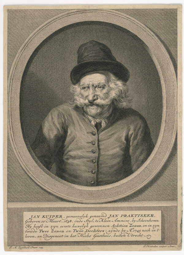 JAN KUIPER, THE OLDEST MAN 1745 ENGRAVING