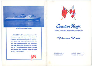 CANADIAN PACIFIC COAST STEAMSHIP DRINK LIST