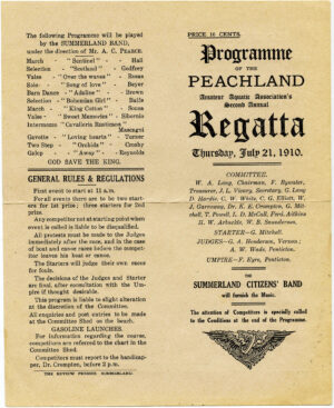 PEACHLAND REGATTA PROGRAMME 1910