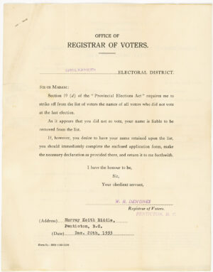 REGISTRAR OF VOTERS 1933