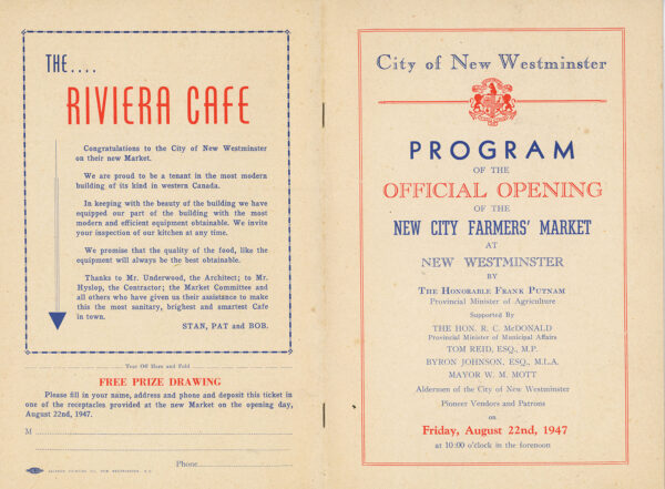 NEW WESTMINSTER BC PROGRAM 1947