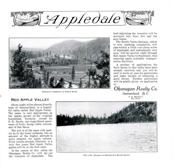 NARAMATA SUMMERLAND APPLEDALE AND NARAMATA LAND CO BROCHURE 1907
