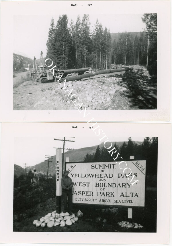 CONSTRUCTION OF THE TRANS-MOUNTAIN PIPELINE THROUGH JASPER, ALBERTA IN 1957
