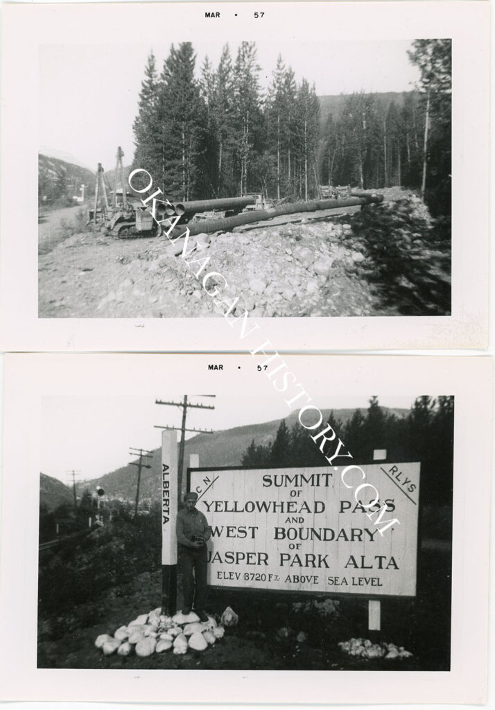 CONSTRUCTION OF THE TRANS-MOUNTAIN PIPELINE THROUGH JASPER, ALBERTA IN 1957